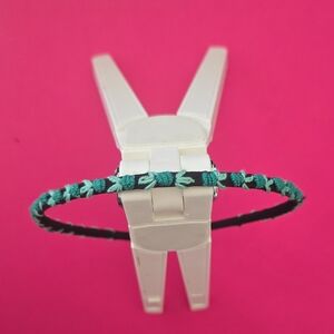 Black and Green Embroidered Headband